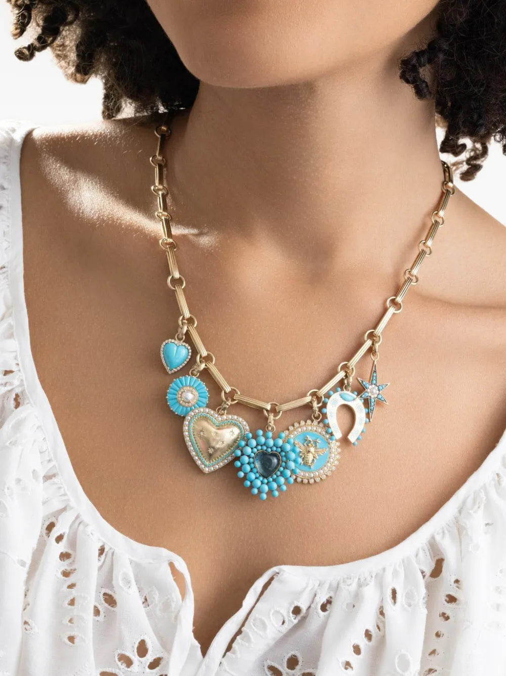 Laney Locket turquoise diamond and pearl pendant
