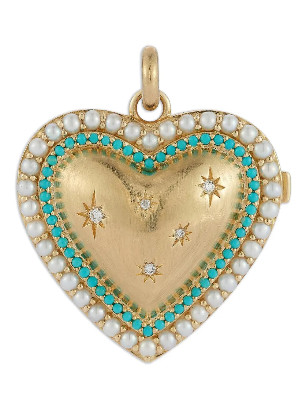 Laney Locket turquoise diamond and pearl pendant