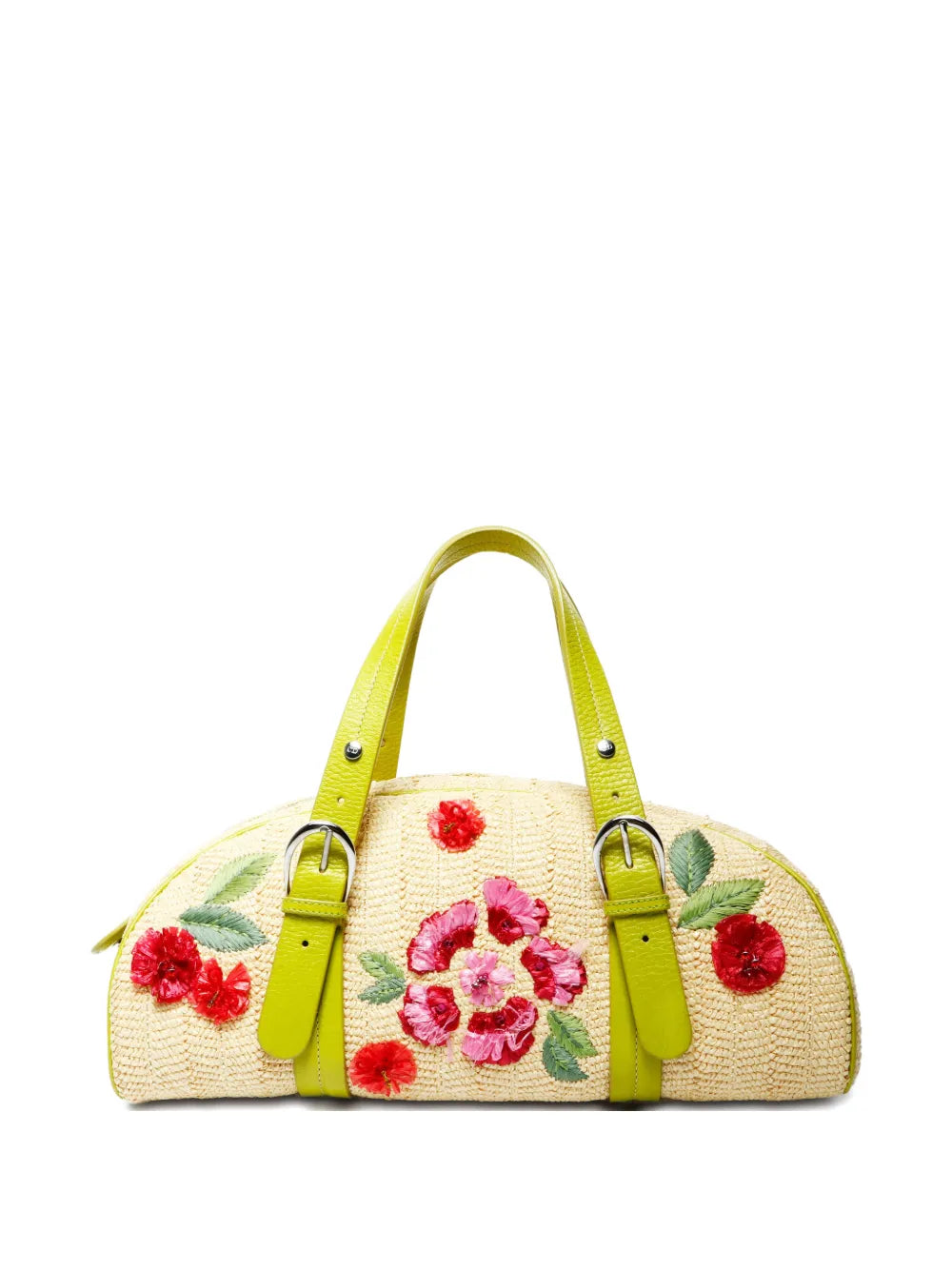 2005 flower raffia boston bag