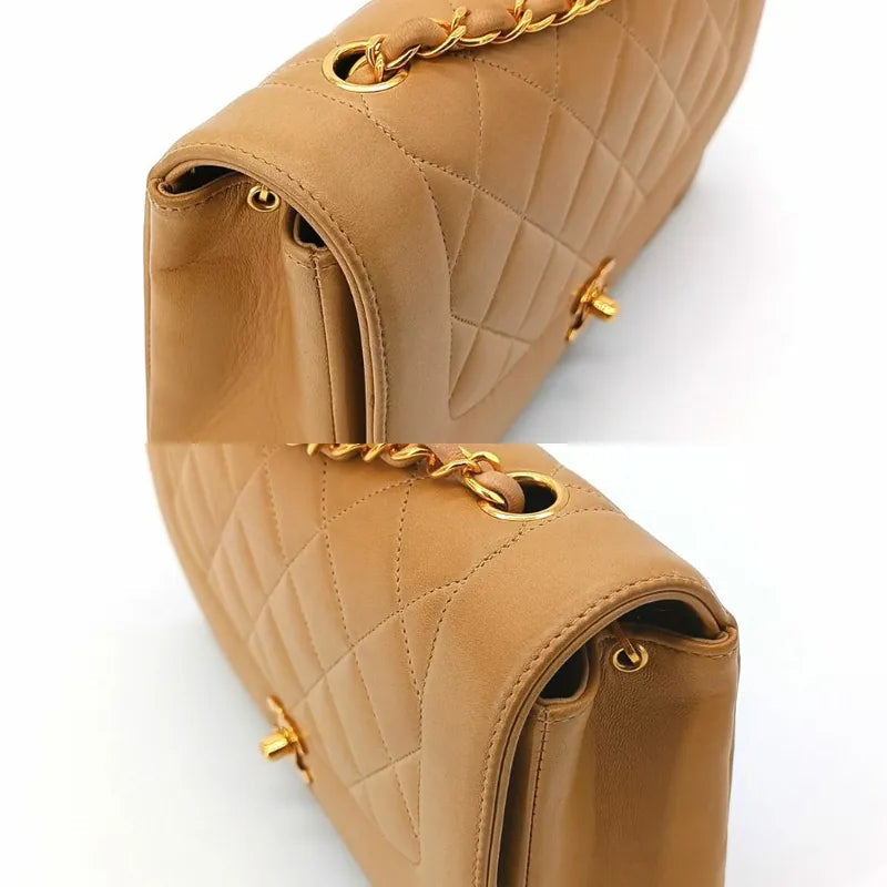 JS328 - CHANEL Vintage Beige Lambskin 25cm Diana Flap Bag