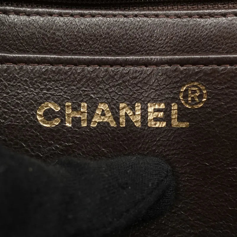 C142 - CHANEL Vintage Brown Lambskin Qulited Handle Bag Set