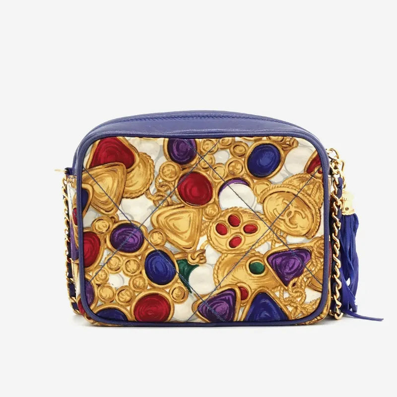 JQ579 - CHANEL Vinatge Blue Satin Mini Bag