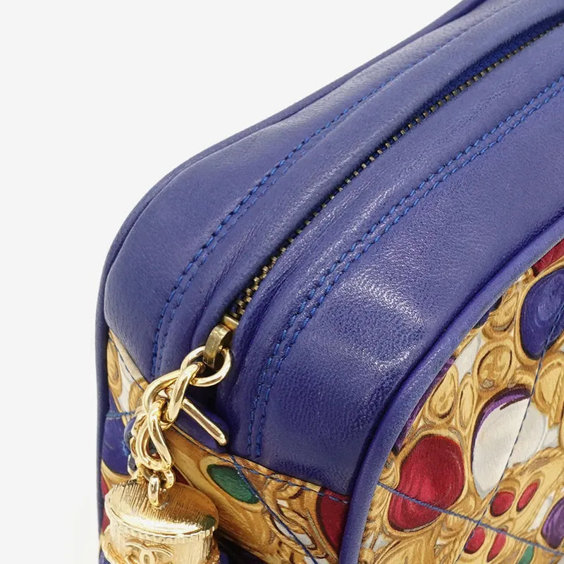 JQ579 - CHANEL Vinatge Blue Satin Mini Bag