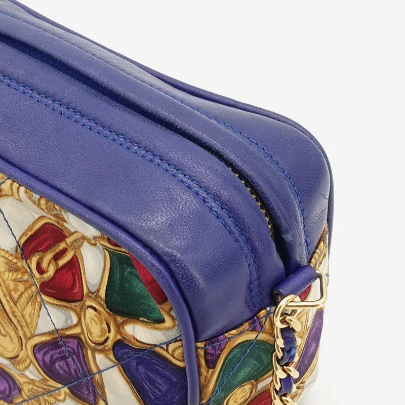 JQ579 - CHANEL Vinatge Blue Satin Mini Bag