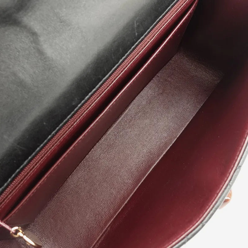 JQ455 - CHANEL Vintage Black Lambskin Shoulder Flap Bag