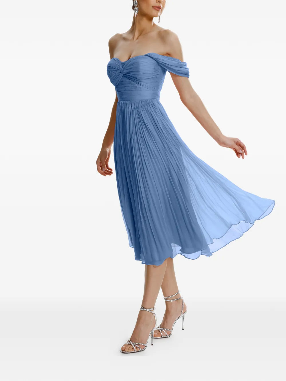 Kaly off-shoulder silk midi dress
