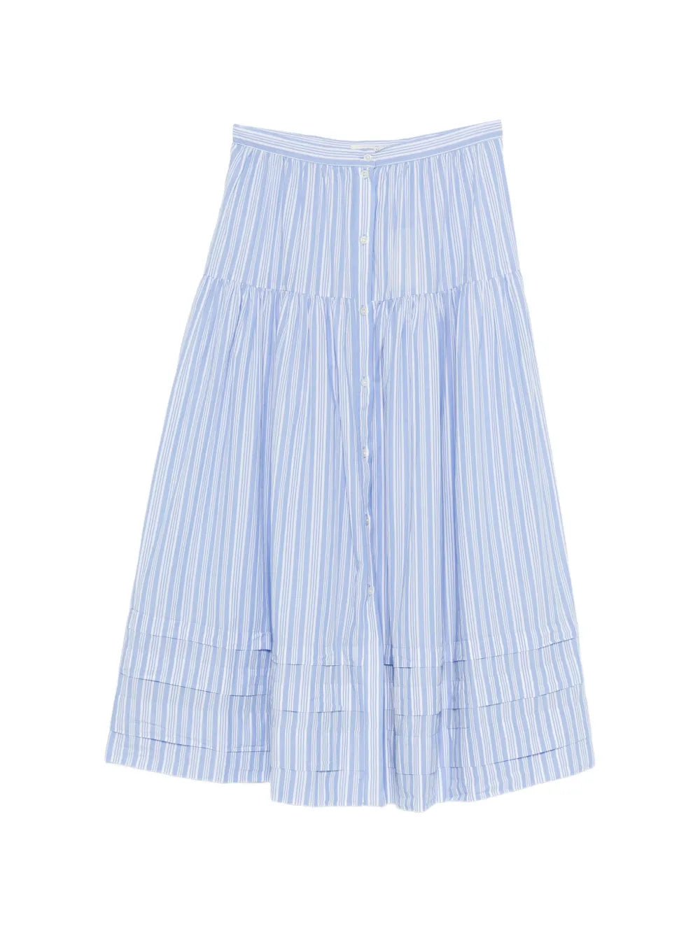 striped tiered midi skirt