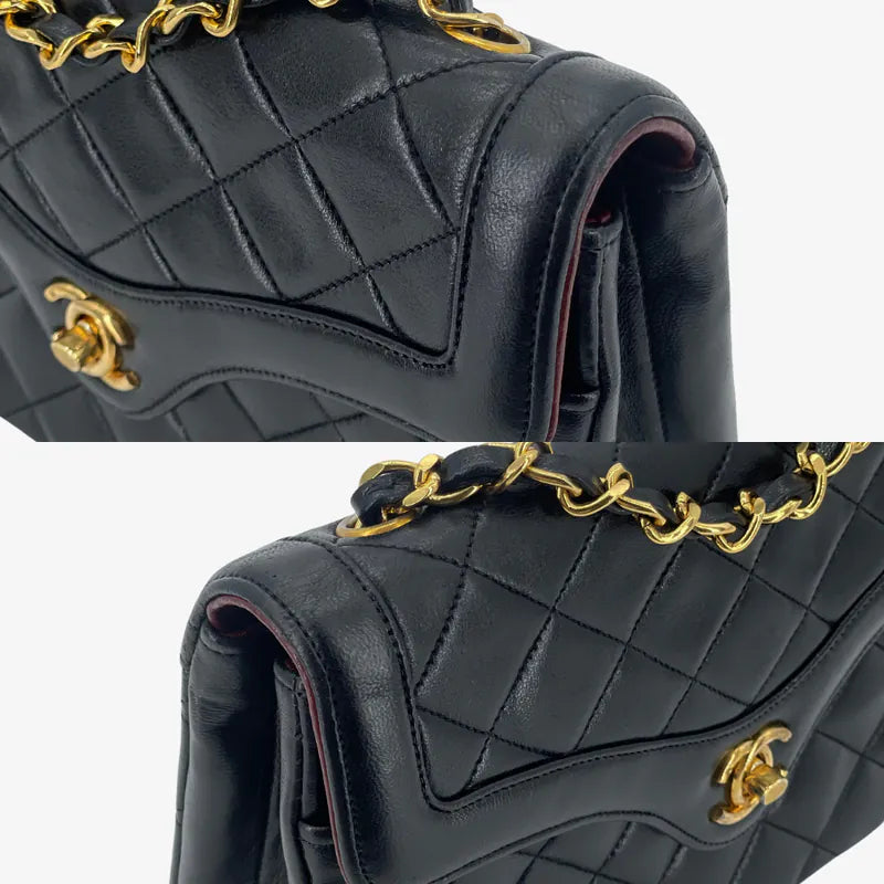 RA652 - CHANEL Vintage Black Lambskin Quilted Flap Bag