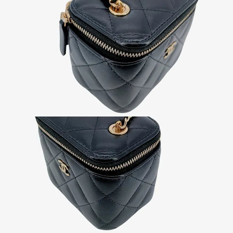 RA340 - CHANEL Black Lambskin Mini Vanity Case Bag