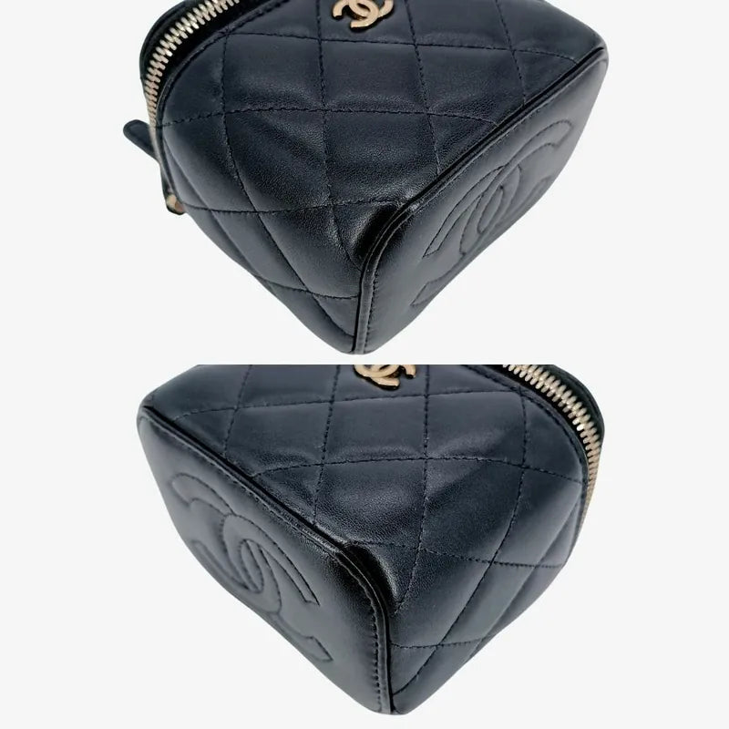RA340 - CHANEL Black Lambskin Mini Vanity Case Bag