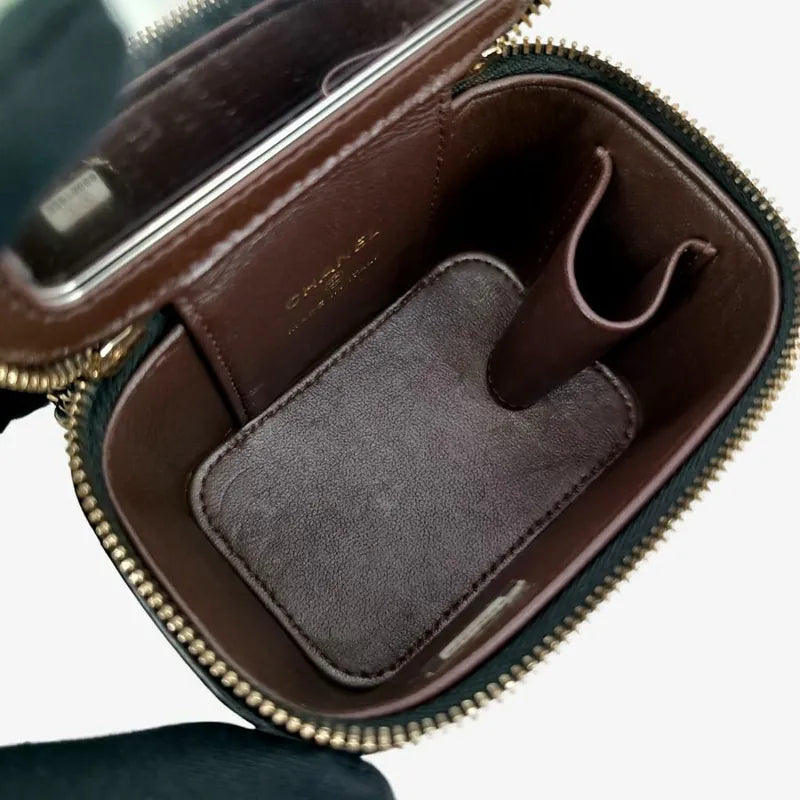 RA340 - CHANEL Black Lambskin Mini Vanity Case Bag