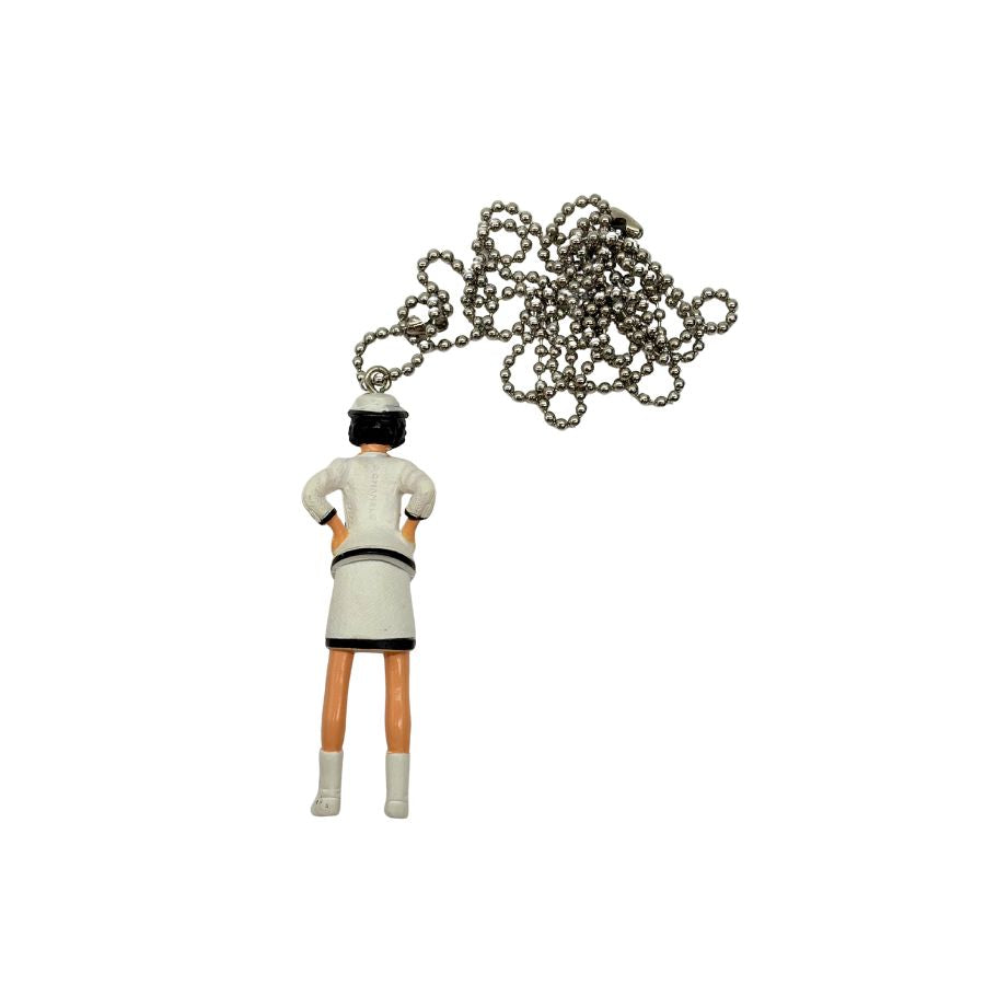 C546 - CHANEL White Resine Miss Coco Doll Pendant Necklace