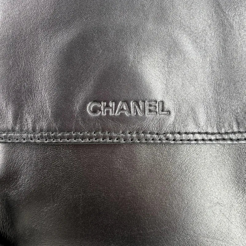 JAH211 - CHANEL Vintage Metallic Gray Lambskin Flap Bag