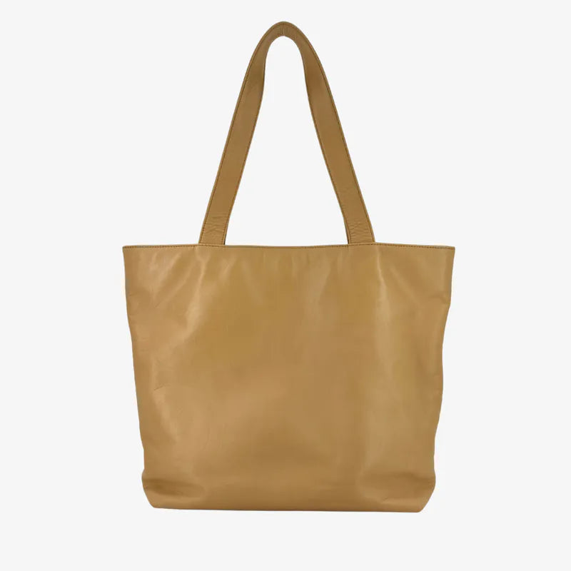 JY840 - CHANEL Vintage Beige Lambskin CC Embossed Tote Bag