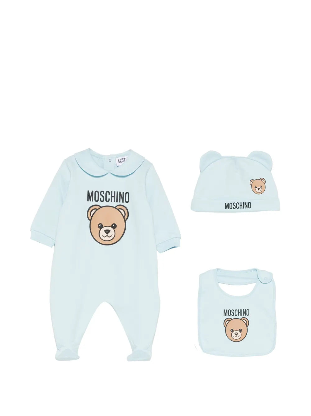 bear-print collared babygrow set (set of three)