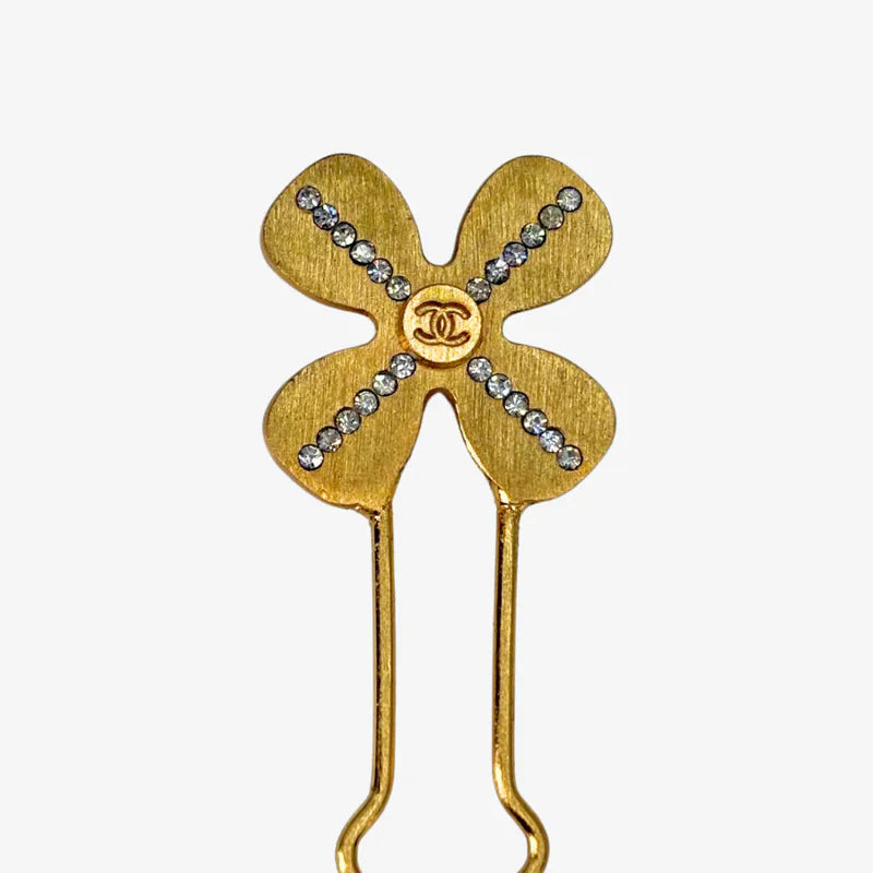 RC816 - CHANEL Gold Plated Trefle Hairpin