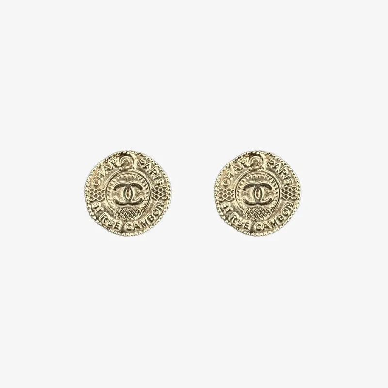 C617 - CHANEL Rue Cambon Gold Plated Earrings