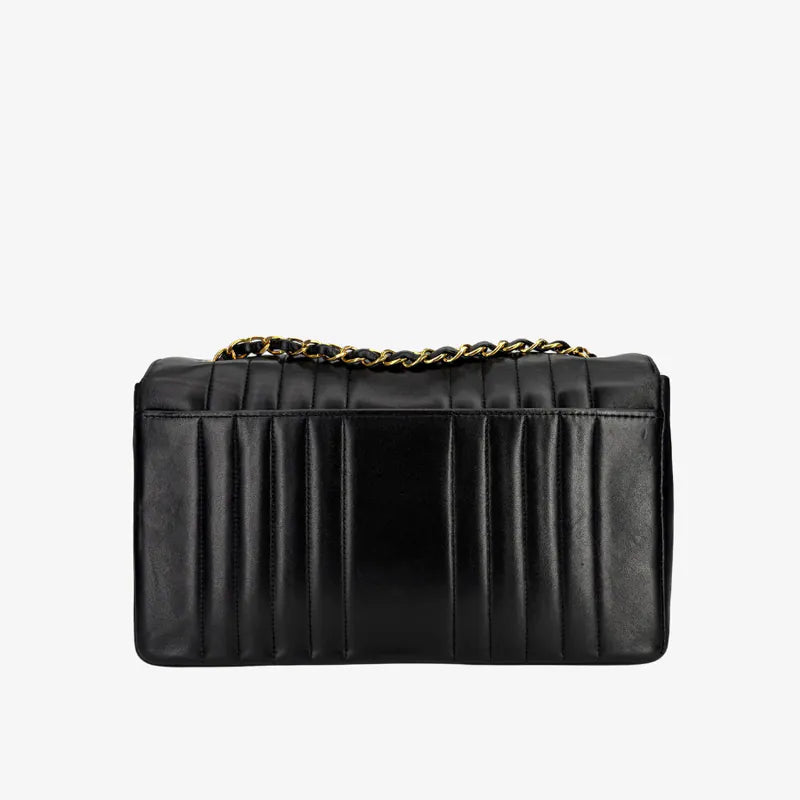 RG014 - CHANEL Vintage Black Lambskin Vertical Flap Bag