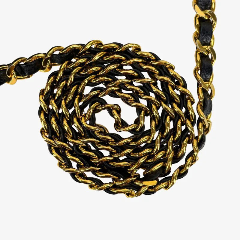 JW675 - CHANEL Vintage Black Caviar Leather Golden Ball Bucket Bag