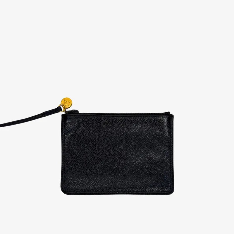 JW675 - CHANEL Vintage Black Caviar Leather Golden Ball Bucket Bag