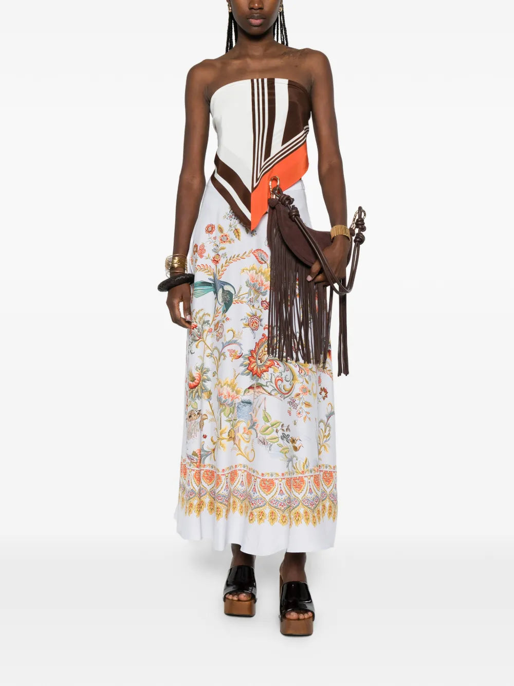 floral half-circle maxi skirt