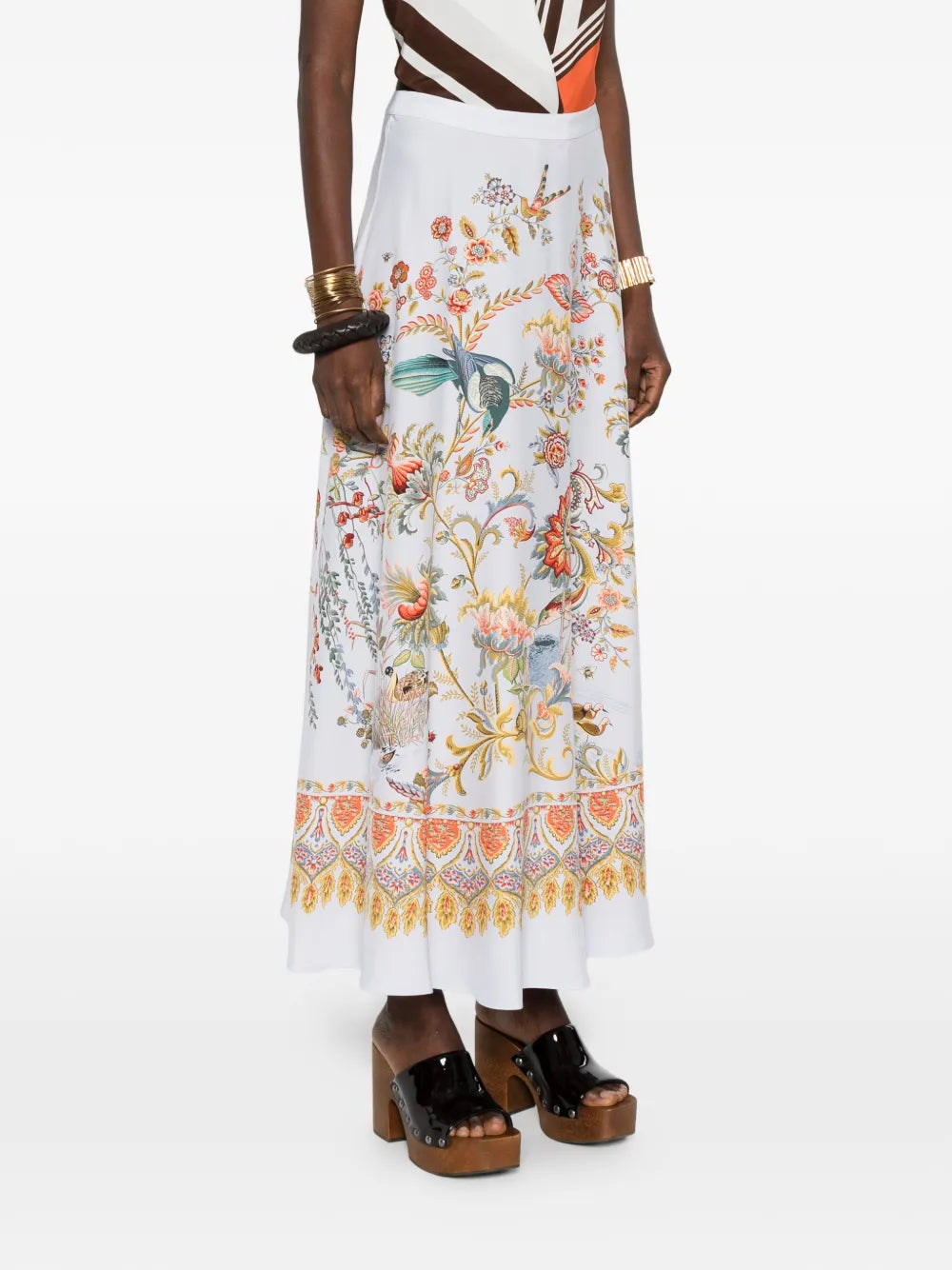floral half-circle maxi skirt