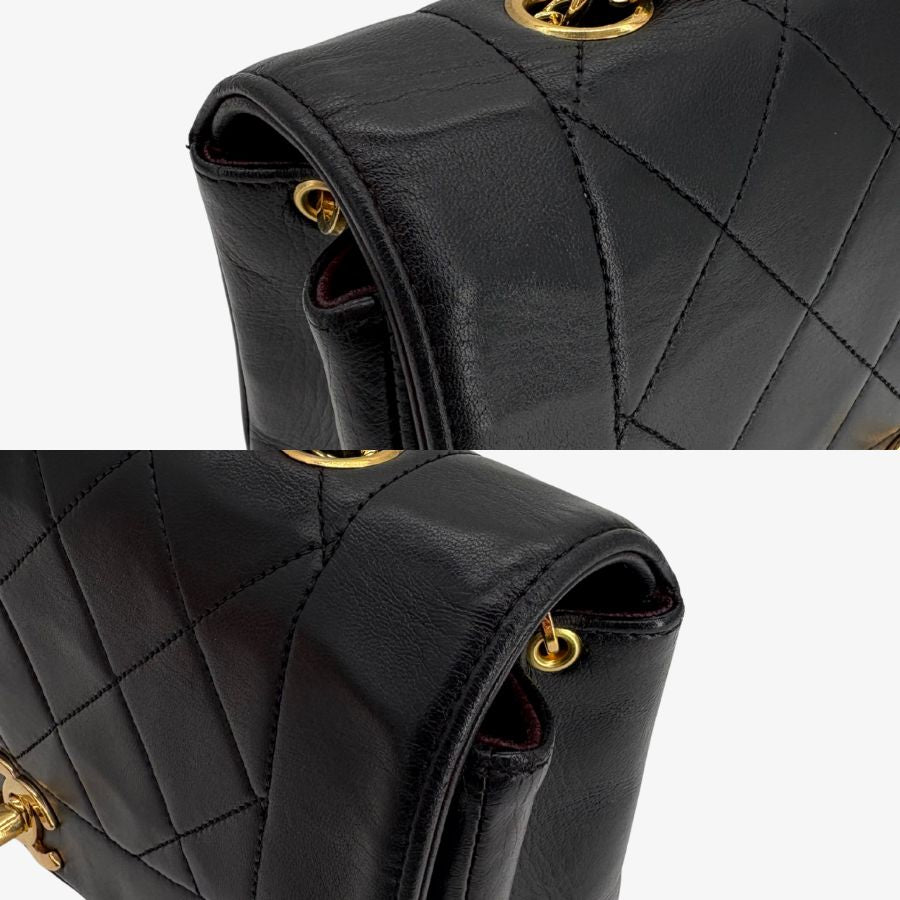 RG433 - CHANEL Vintage Black Lambskin 22cm Diana Flap Bag