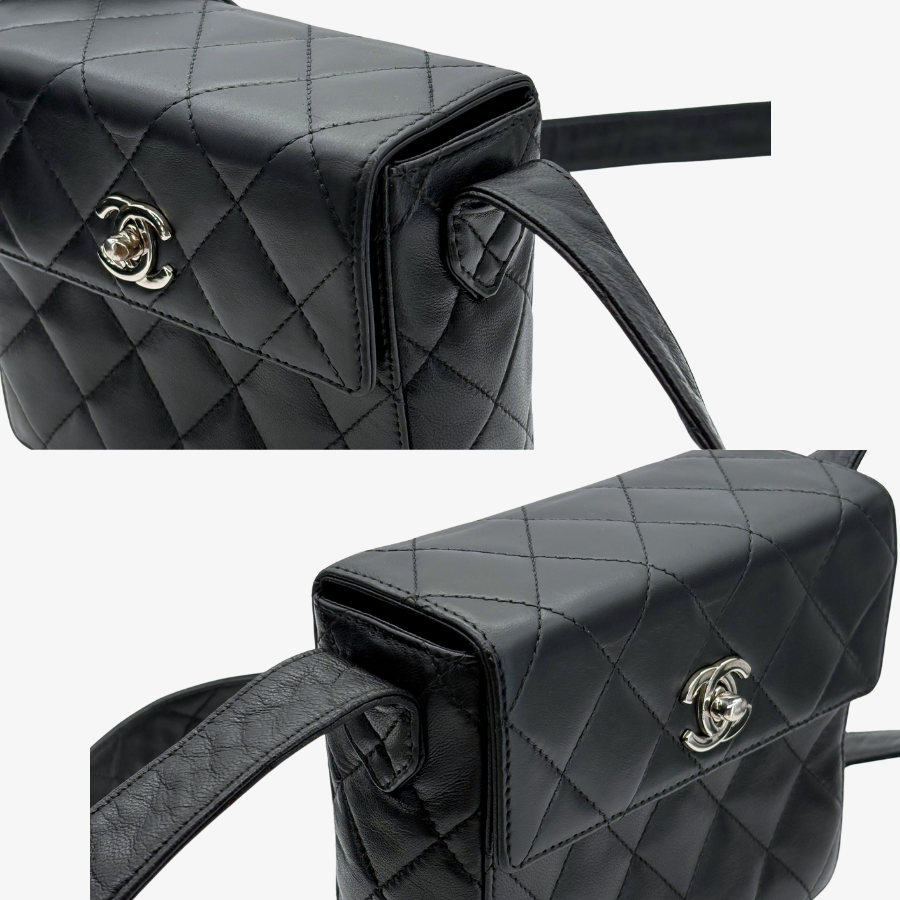 RG705 - CHANEL Vintage Black Lambskin Small Box Shoulder Bag