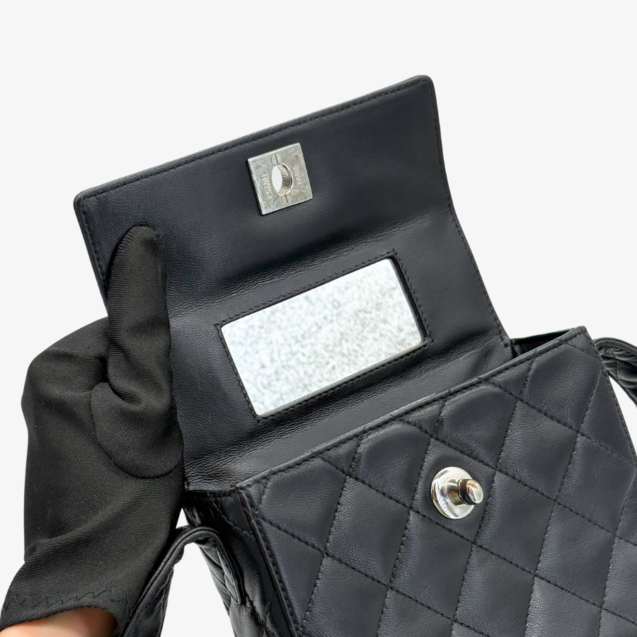 RG705 - CHANEL Vintage Black Lambskin Small Box Shoulder Bag