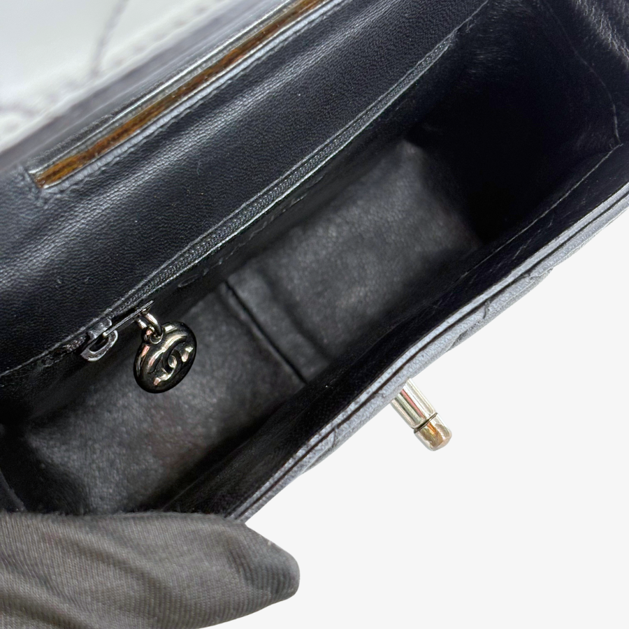 RG705 - CHANEL Vintage Black Lambskin Small Box Shoulder Bag