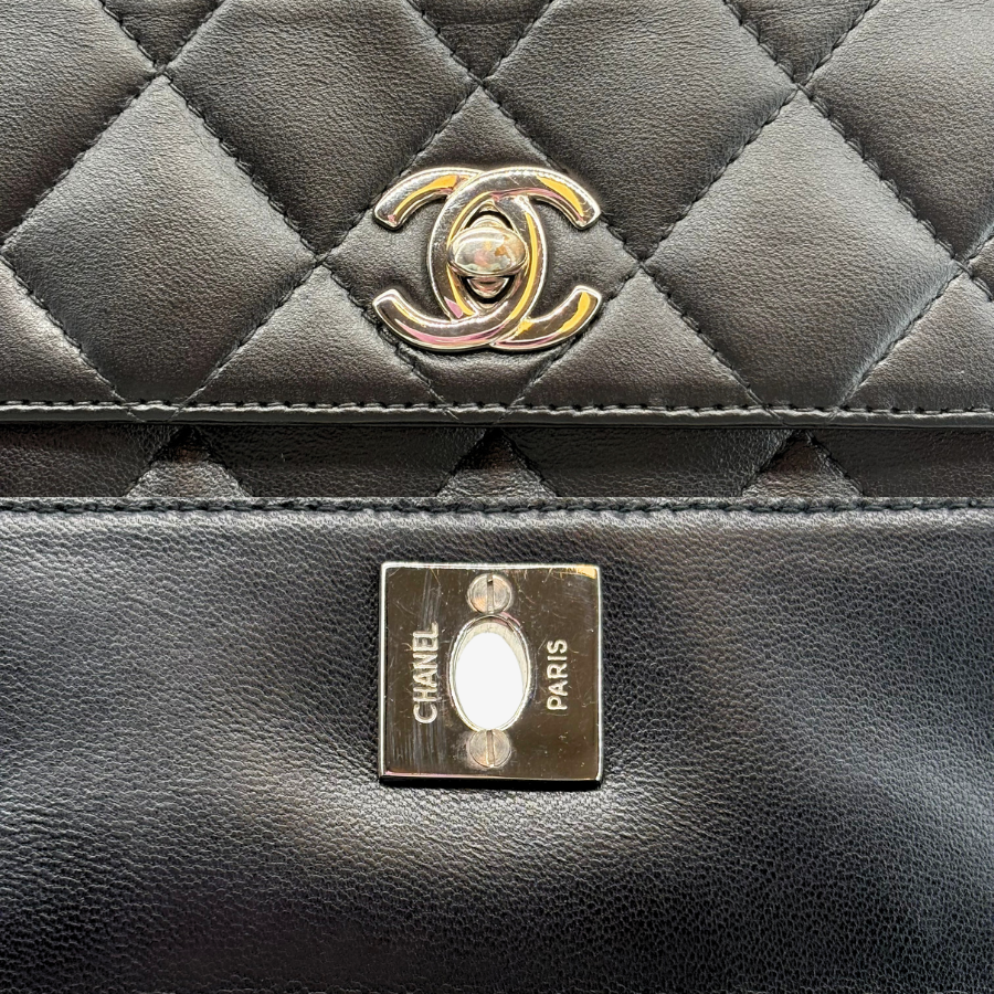 RG705 - CHANEL Vintage Black Lambskin Small Box Shoulder Bag