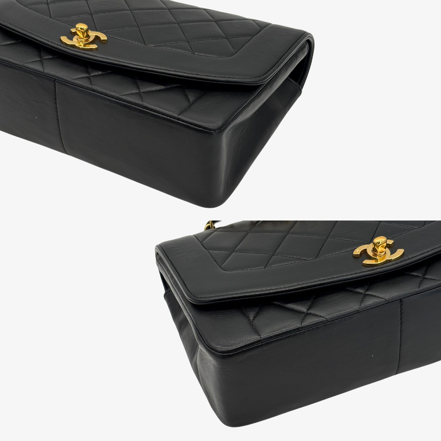 RG858 - CHANEL Vintage Black Lambskin 25cm Diana Flap Bag