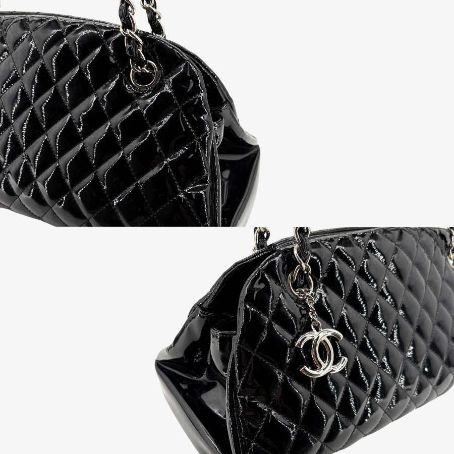 CS041 - CHANEL Vintage Black Mademoiselle Leather CC Charm Shoulder Bag
