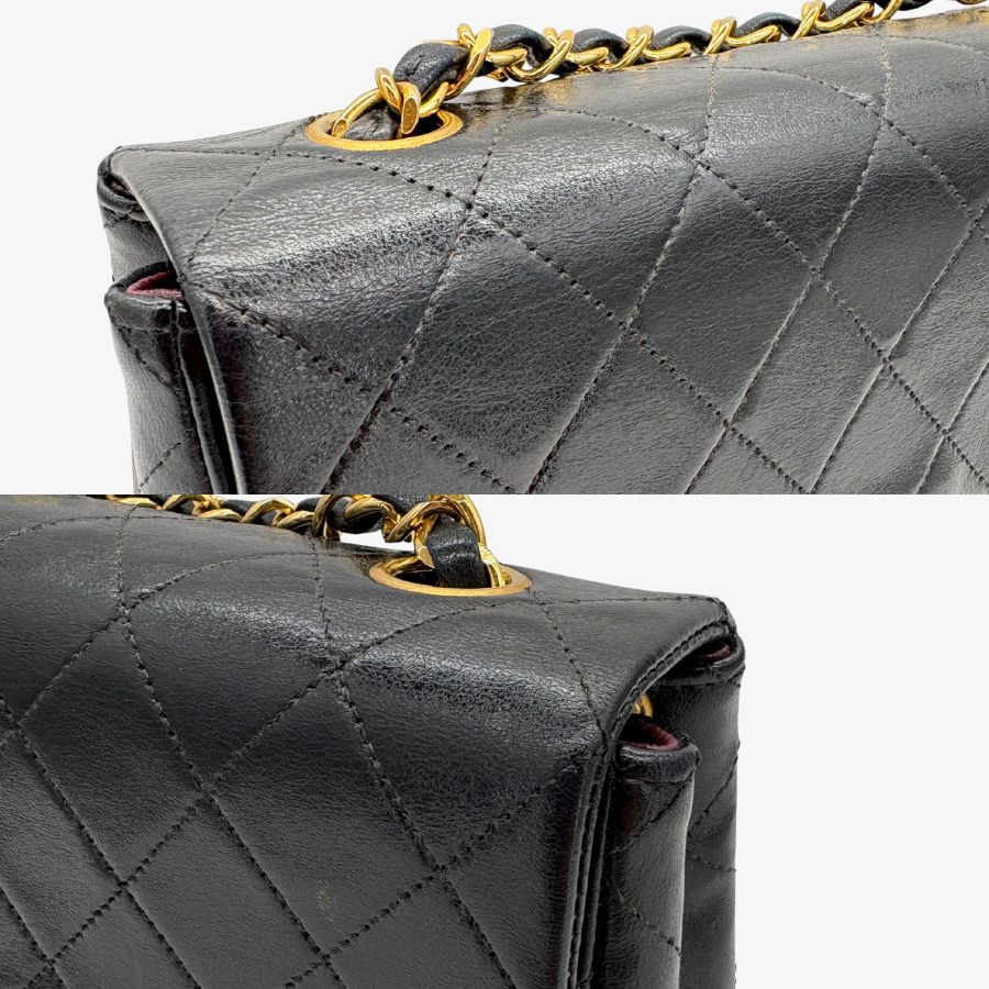 JAH225 - CHANEL Vintage Black Lambskin 20cm Mini Square Flap Bag