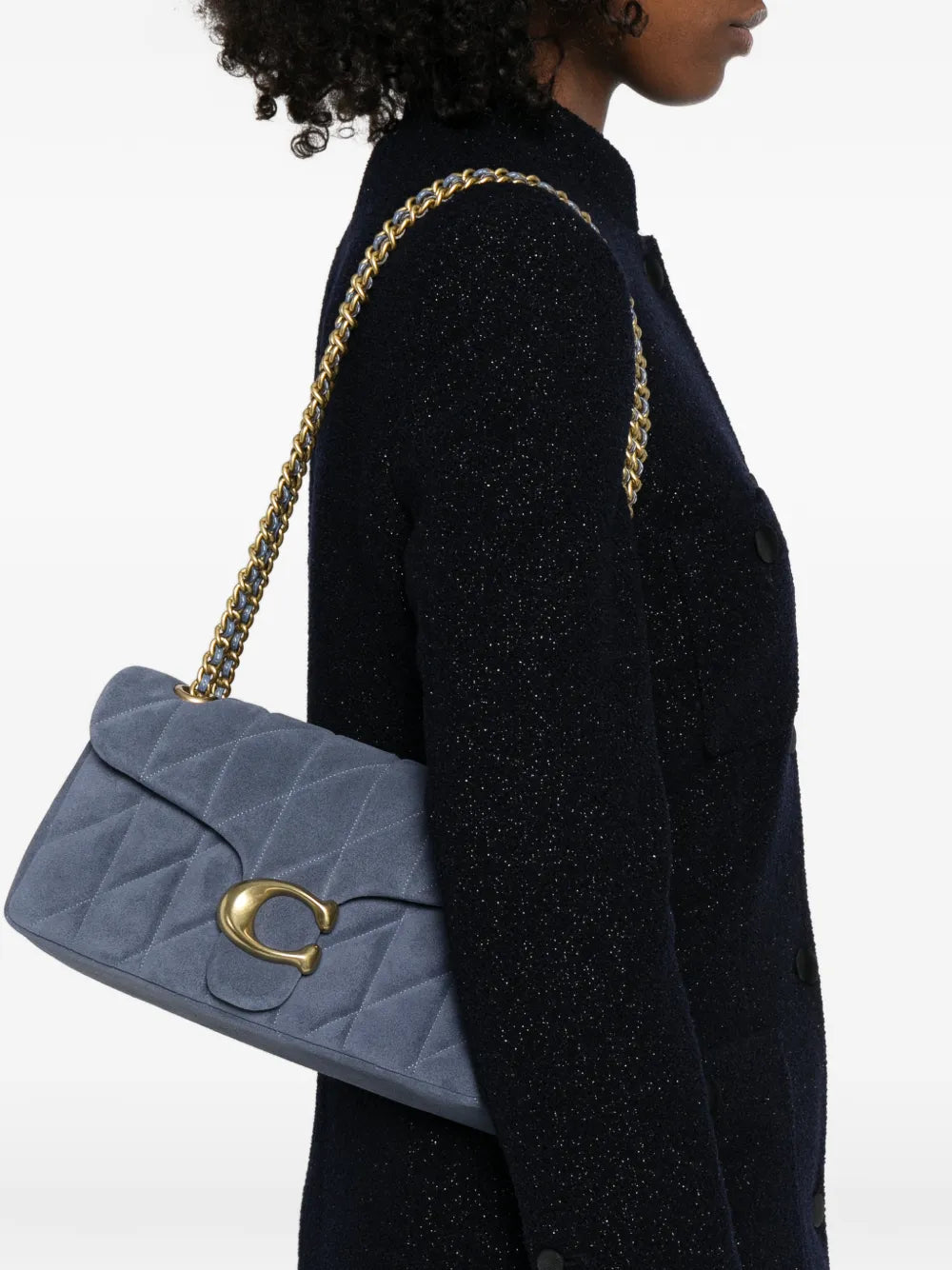 quilted c shoulder bag