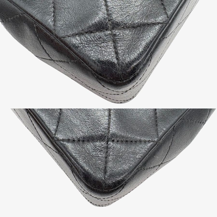 JAH225 - CHANEL Vintage Black Lambskin 20cm Mini Square Flap Bag