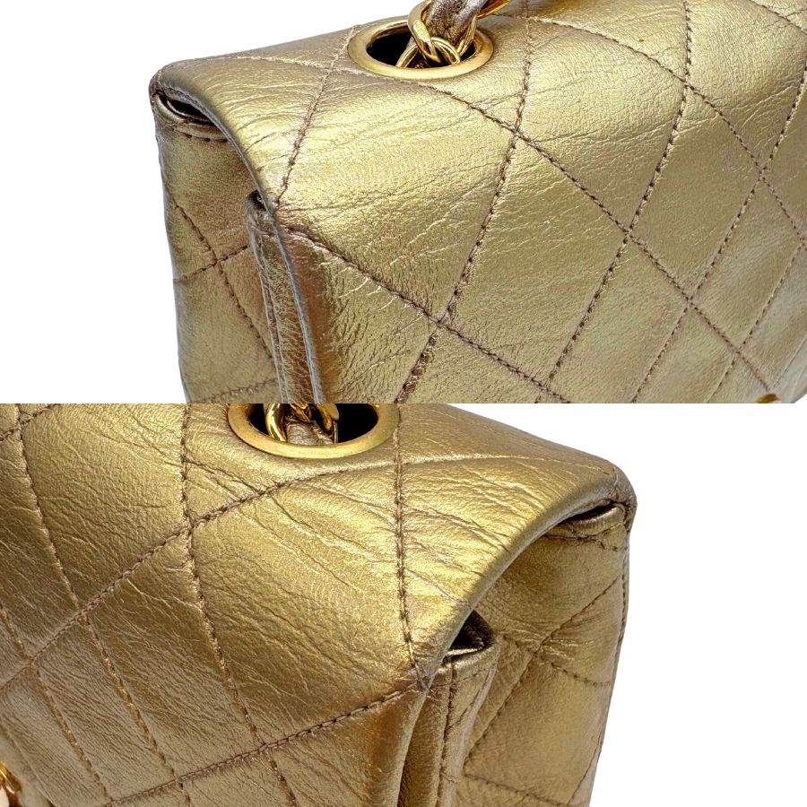 CS048 - CHANEL Vintage Gold Lambskin 20cm Mini Square Flap Bag