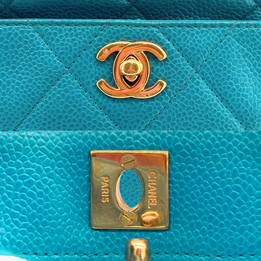 CS049 - CHANEL Vintage Blue Caviar Leather Quilted Camera Bag