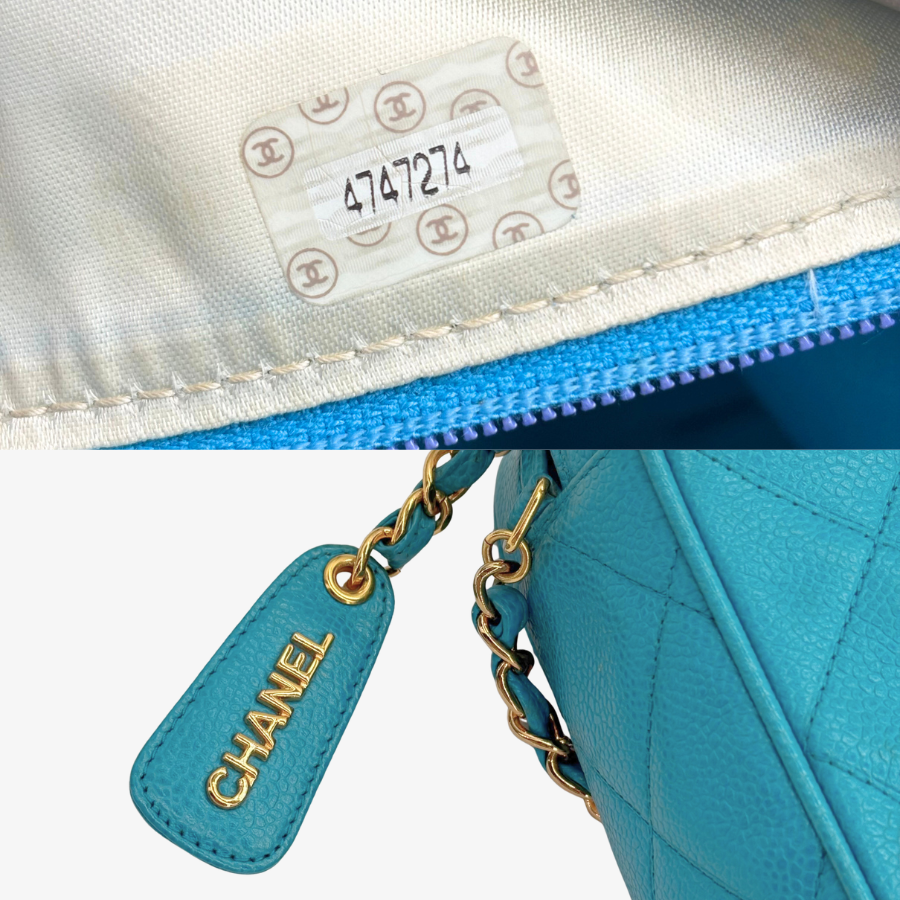 CS049 - CHANEL Vintage Blue Caviar Leather Quilted Camera Bag