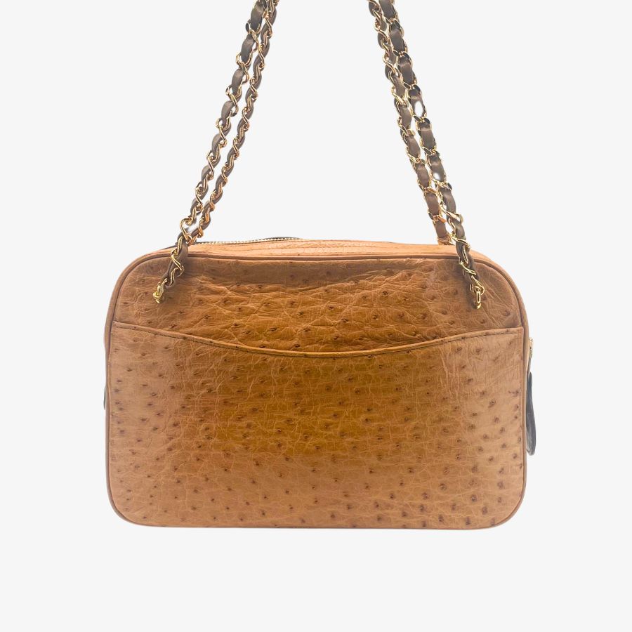 CS051 - CHANEL Vintage Beige Ostrichskin Camera Bag