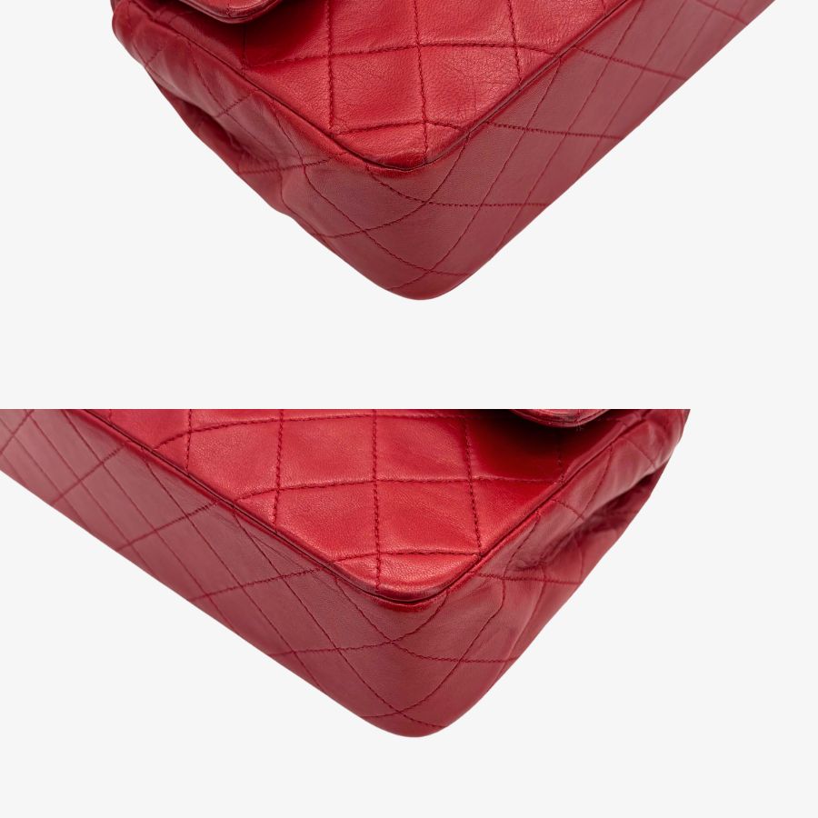 CS052 - CHANEL Vintage Red Lambskin 23cm Classic Flap Bag