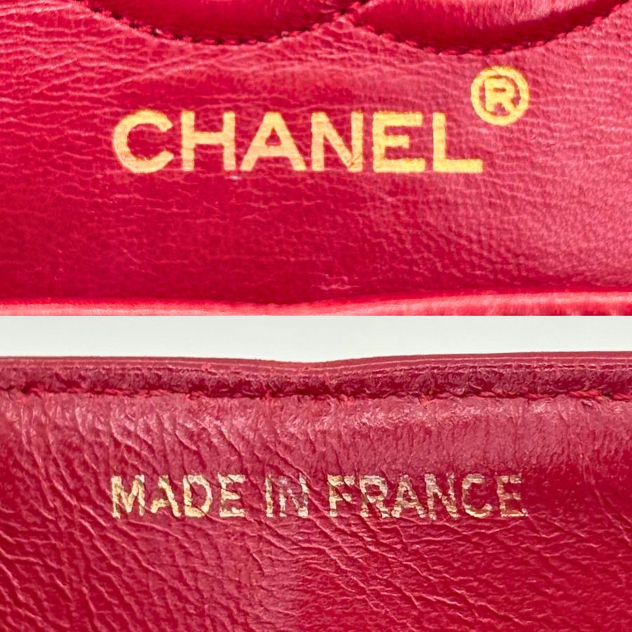 CS052 - CHANEL Vintage Red Lambskin 23cm Classic Flap Bag