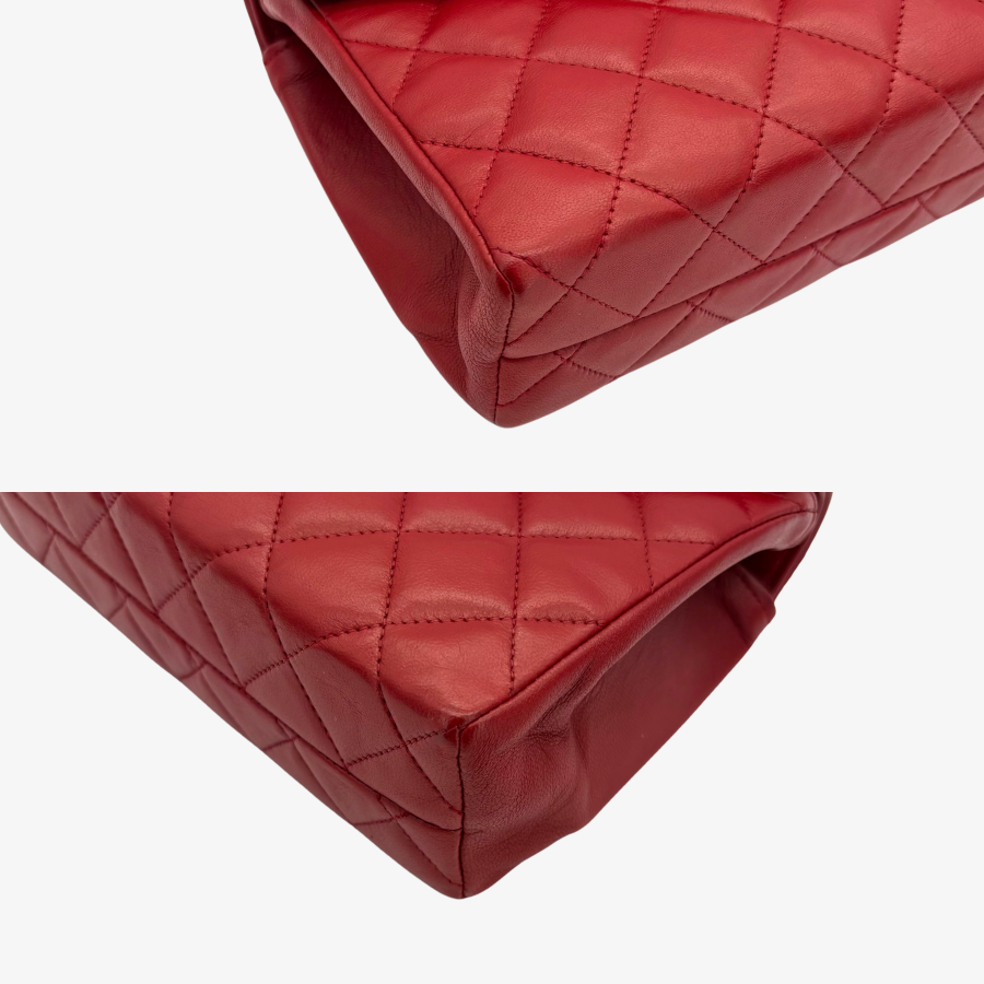 CS054 - CHANEL Vintage Red Lambskin Big CC Pointed Flap Bag