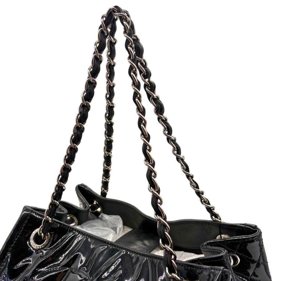 CS065 - CHANEL Black Patent Leather Tote Bag