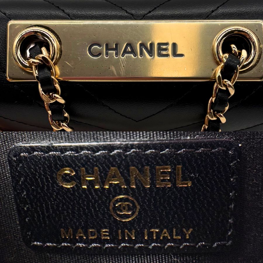 CS062 - CHANEL Black Lambskin Chevron Mini Flap Bag