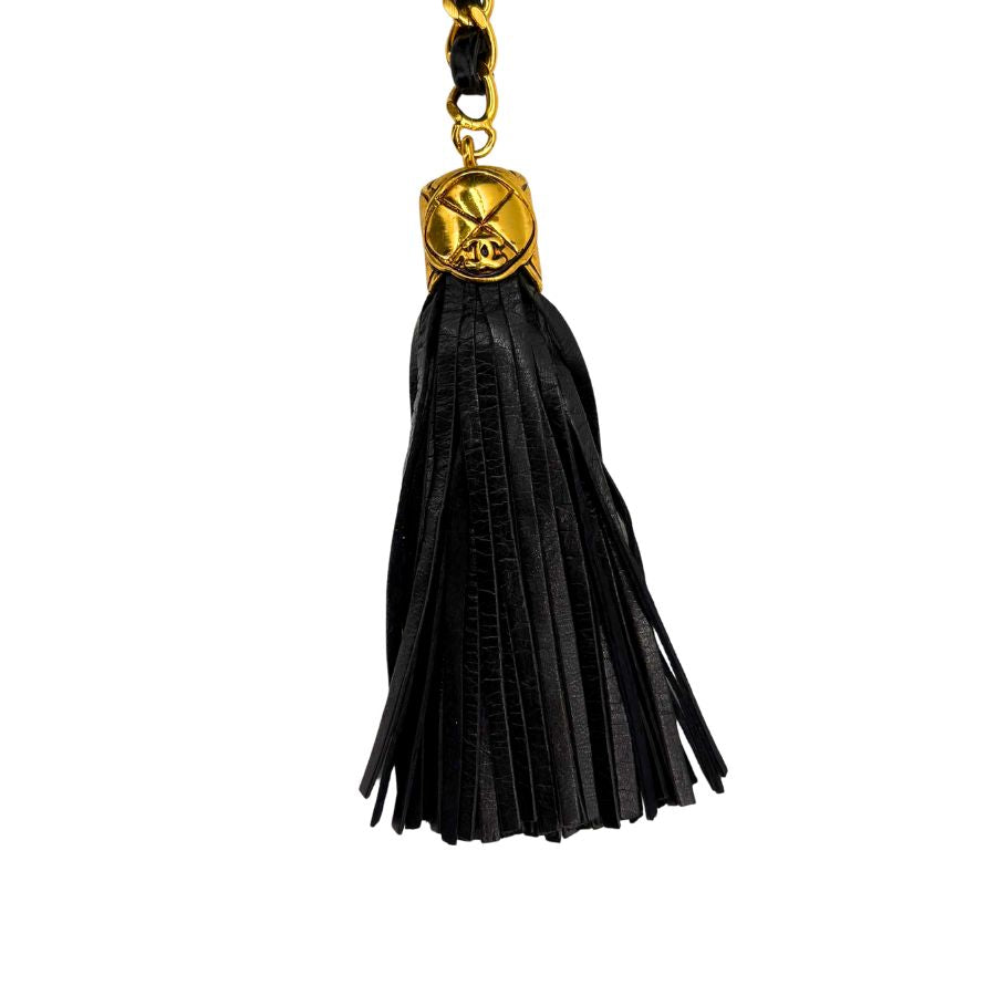 CS069 - CHANEL Vintage Black Lambskin Tassel Bucket Bag