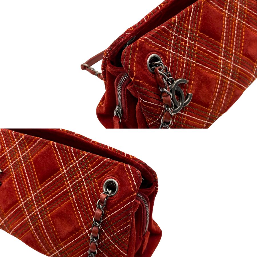 CS070 - CHANEL Vintage Dark Red Suede Wild Stitch Shoulder Bag