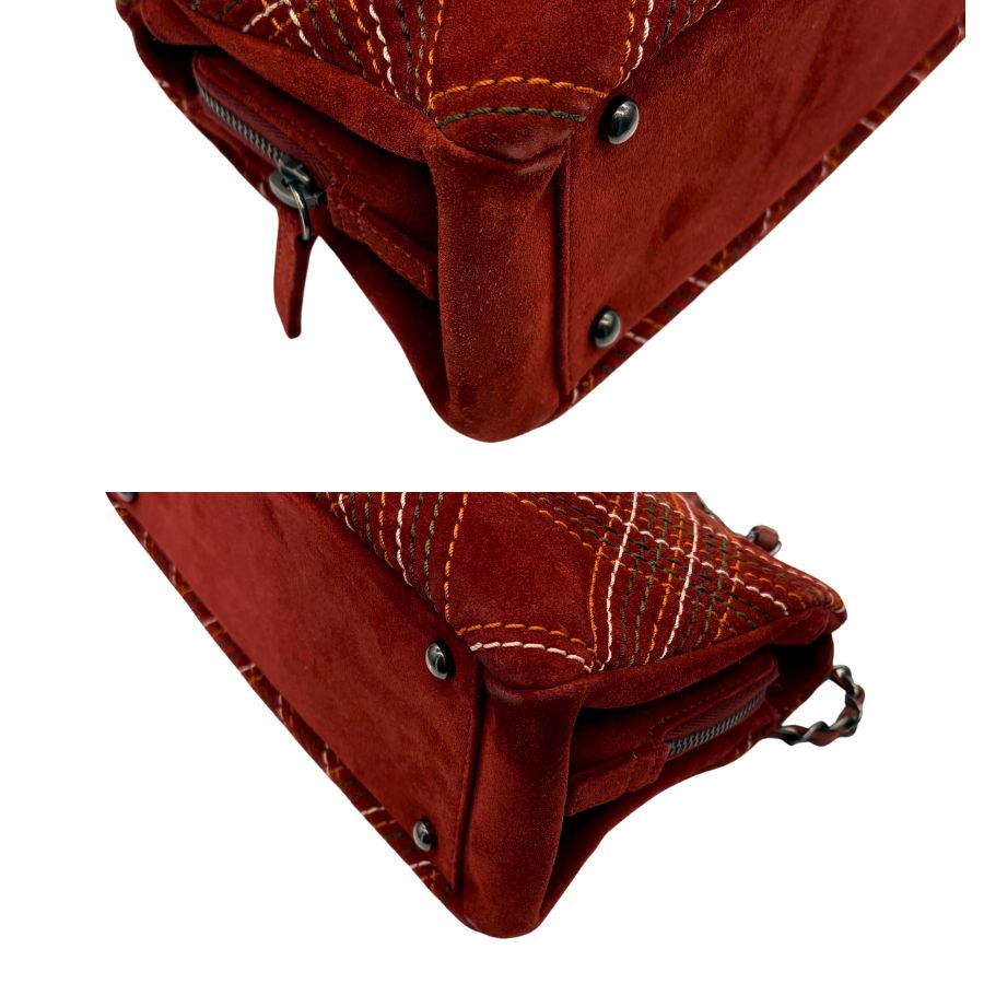 CS070 - CHANEL Vintage Dark Red Suede Wild Stitch Shoulder Bag