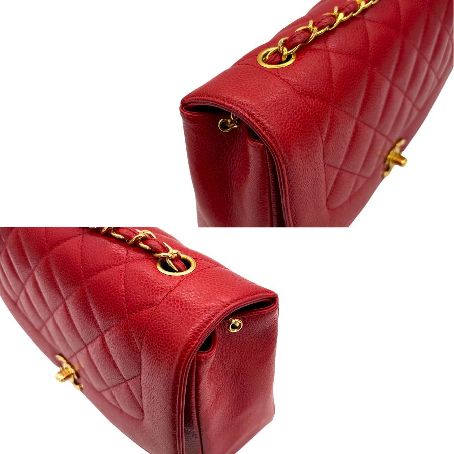 CS071 - CHANEL Vintage Red Caviar Leather 25cm Diana Flap Bag