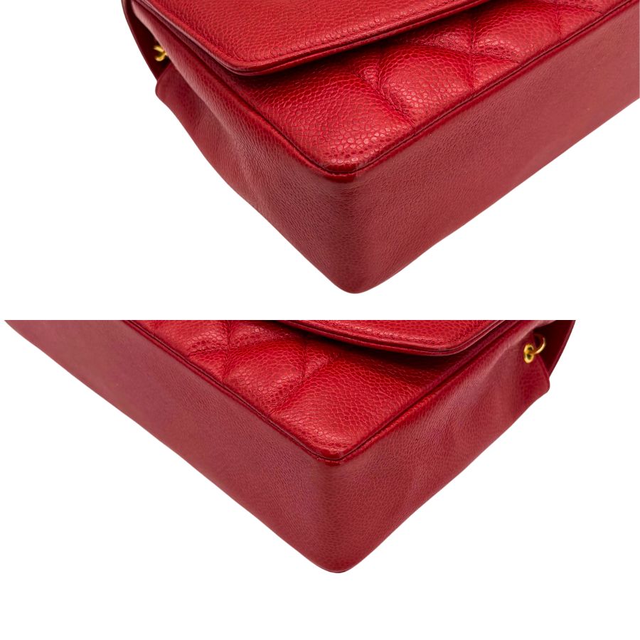 CS071 - CHANEL Vintage Red Caviar Leather 25cm Diana Flap Bag